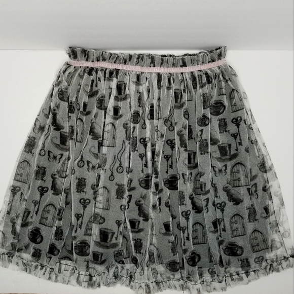 Disney's D-Signed Alice In Wonderland Black & White Print Layered Tulle Skirt - Picture 4 of 9